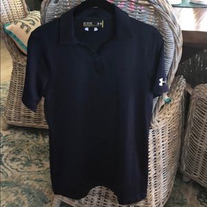 Dark navy, extra long one button polo shirt.